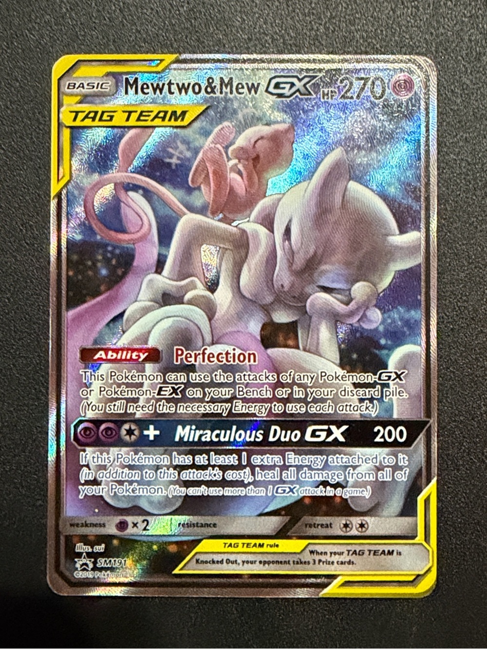 Pokémon Mewtwo & Mew GX Tag Team Holo Trading Card - LP - MP